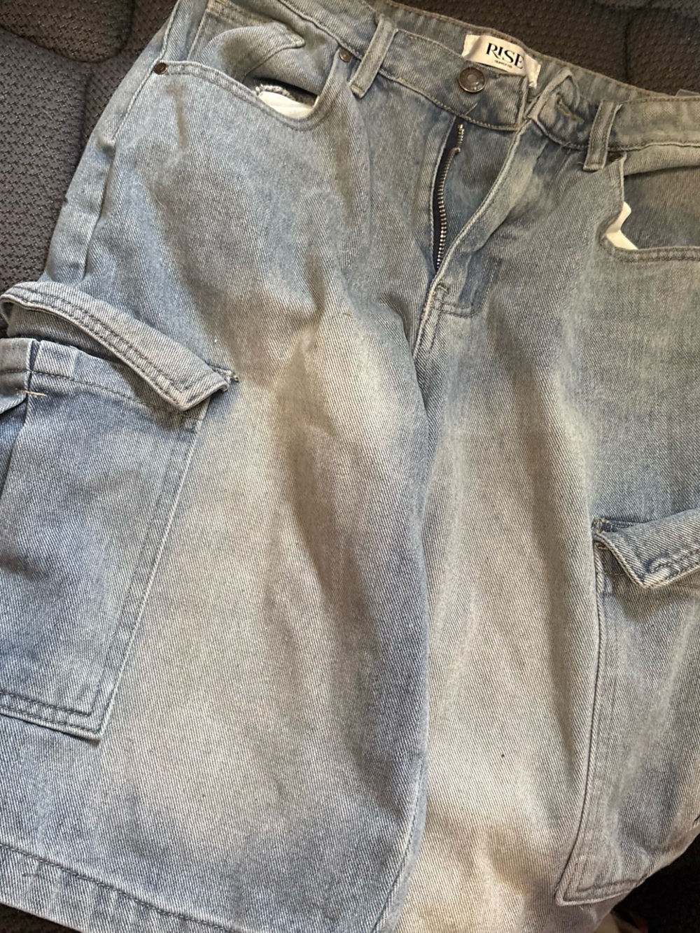 Men's Light Blue Denim Cargo Jeans